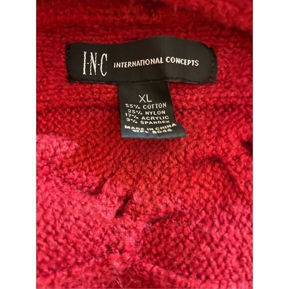 Inc International Concepts Red Cable Knit Cardigan with Tie at Chest Size X-Larg - Picture 11 of 11